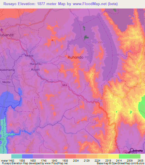 Rusayo,Rwanda Elevation Map