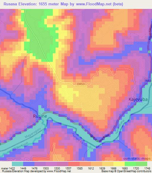 Rusasa,Rwanda Elevation Map