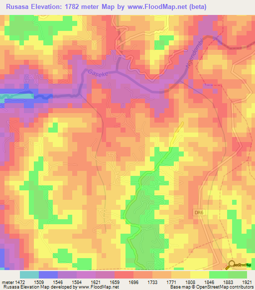 Rusasa,Rwanda Elevation Map