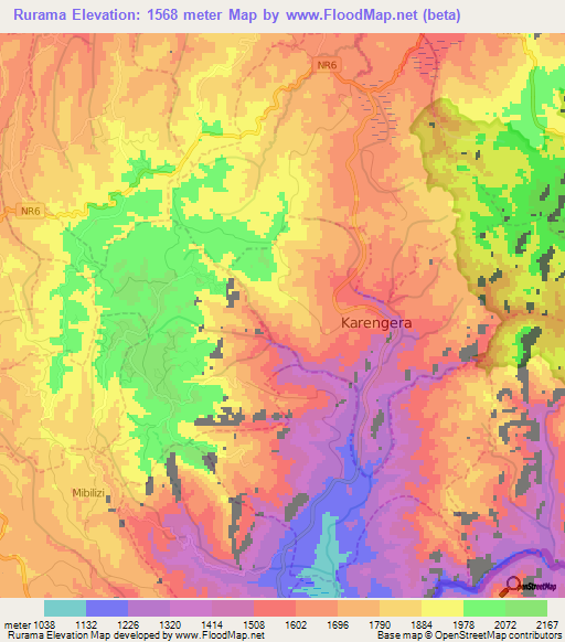 Rurama,Rwanda Elevation Map