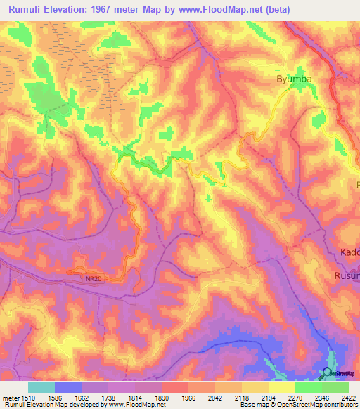 Rumuli,Rwanda Elevation Map