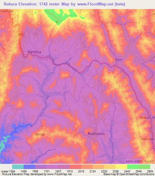 Rukura,Rwanda Elevation Map