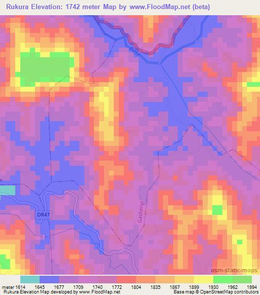 Rukura,Rwanda Elevation Map