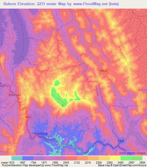Rukore,Rwanda Elevation Map