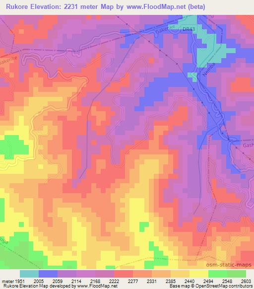 Rukore,Rwanda Elevation Map