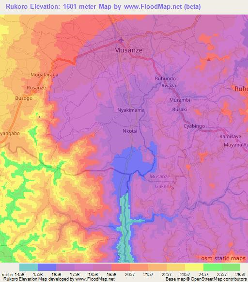 Rukoro,Rwanda Elevation Map