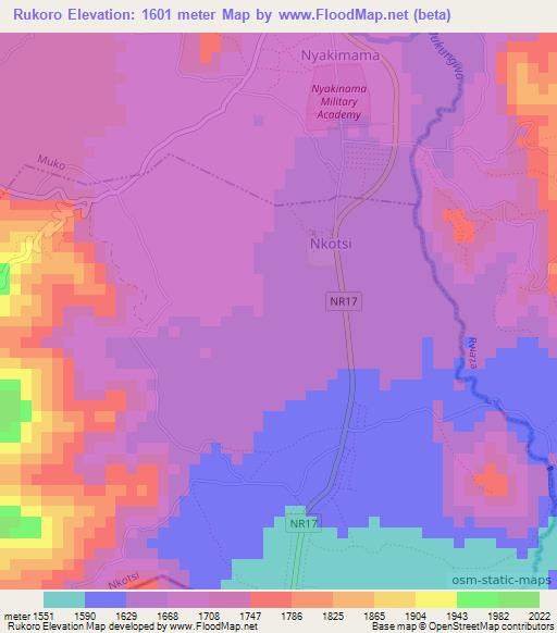 Rukoro,Rwanda Elevation Map