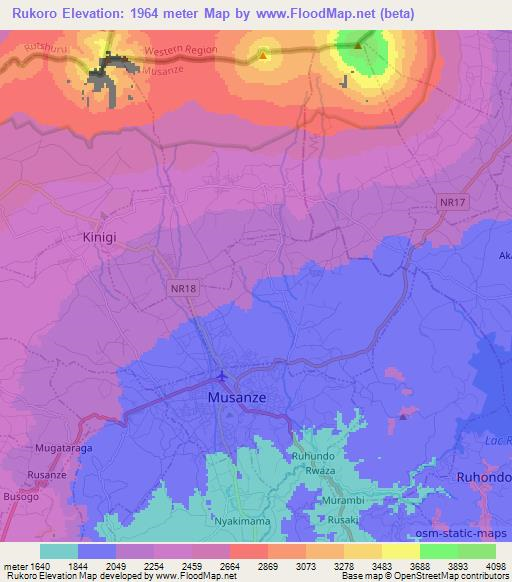 Rukoro,Rwanda Elevation Map