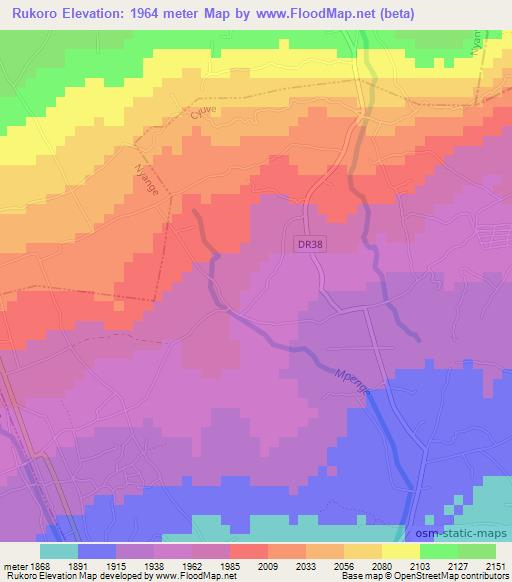 Rukoro,Rwanda Elevation Map