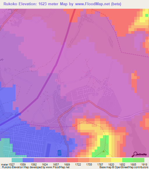 Rukoko,Rwanda Elevation Map