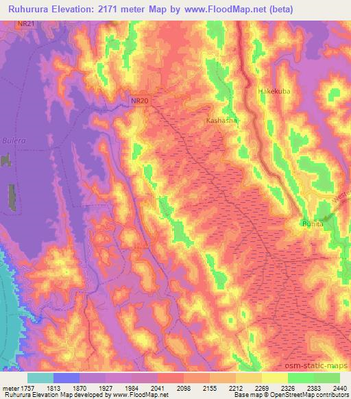 Ruhurura,Rwanda Elevation Map