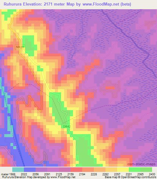 Ruhurura,Rwanda Elevation Map