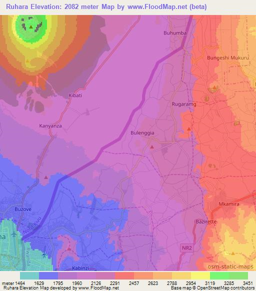 Ruhara,Rwanda Elevation Map