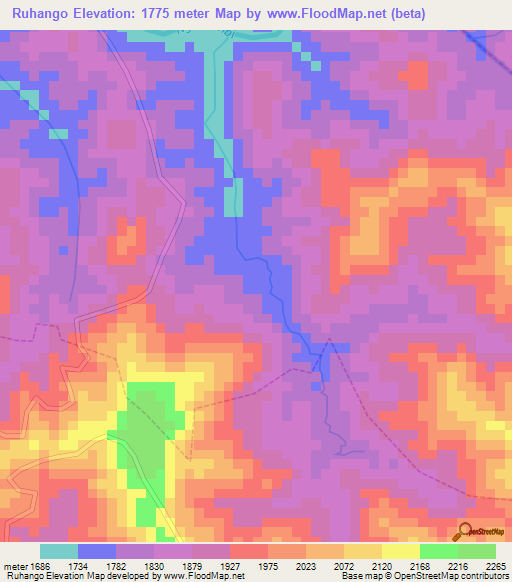 Ruhango,Rwanda Elevation Map