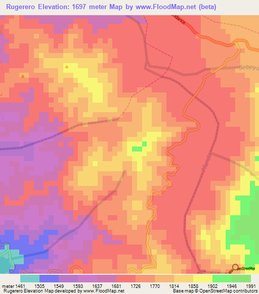 Rugerero,Rwanda Elevation Map