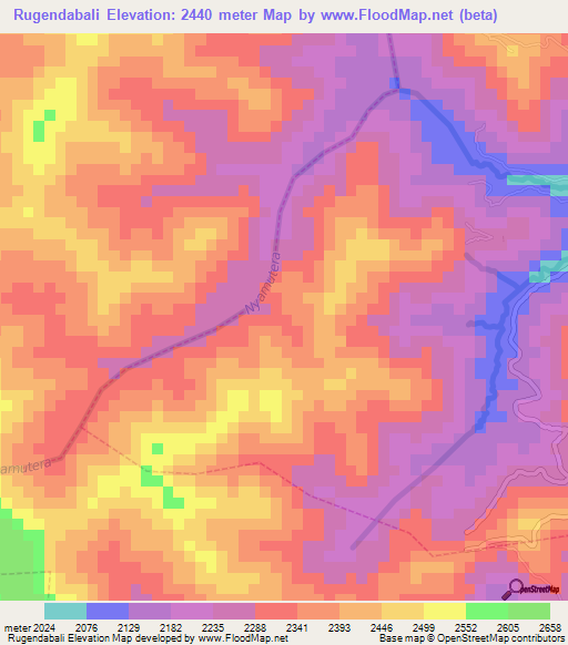 Rugendabali,Rwanda Elevation Map