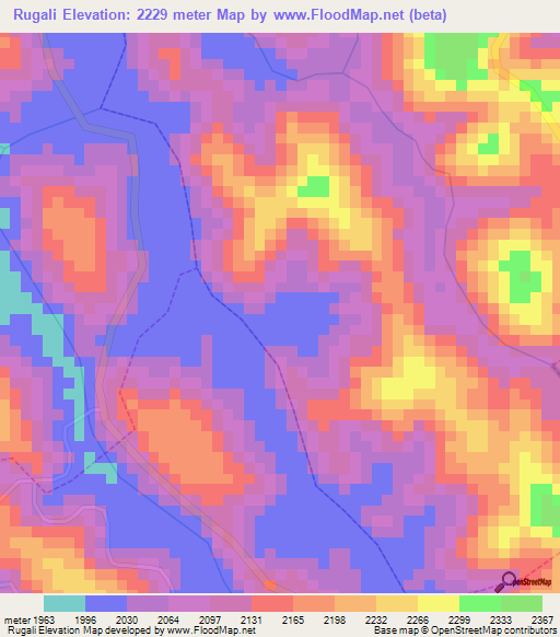 Rugali,Rwanda Elevation Map