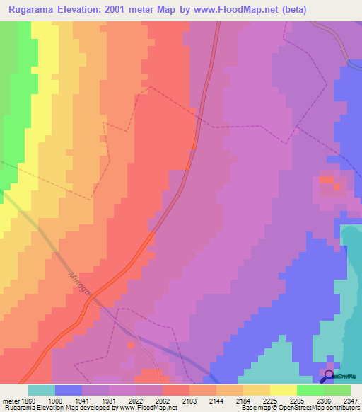 Rugarama,Rwanda Elevation Map