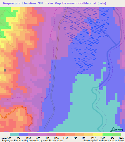 Rugaragara,Rwanda Elevation Map