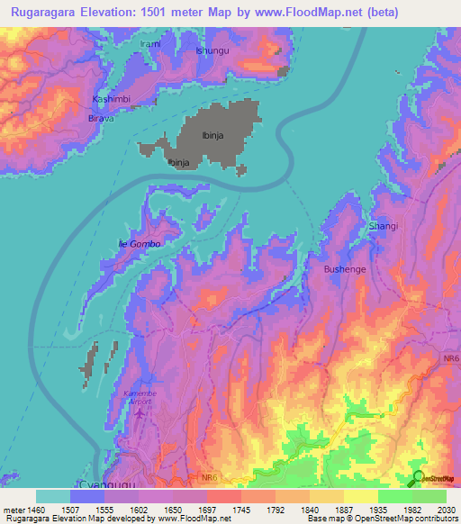 Rugaragara,Rwanda Elevation Map