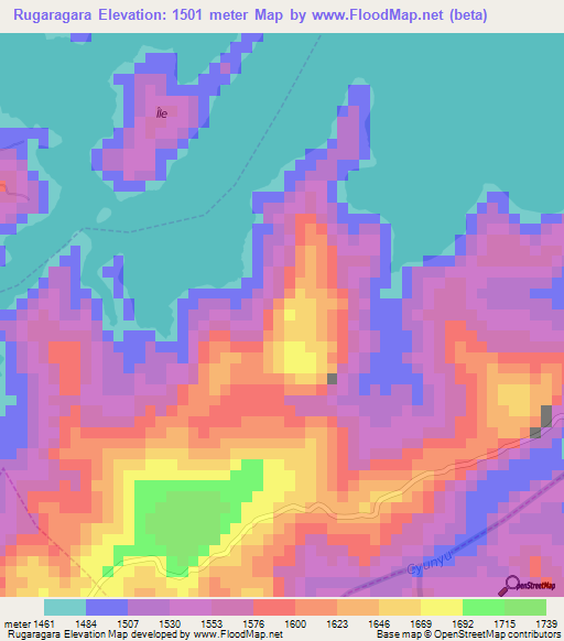 Rugaragara,Rwanda Elevation Map