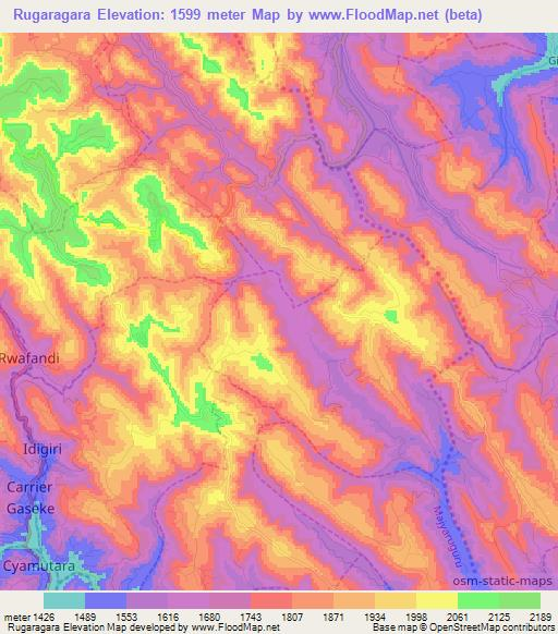 Rugaragara,Rwanda Elevation Map