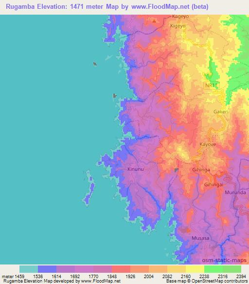 Rugamba,Rwanda Elevation Map