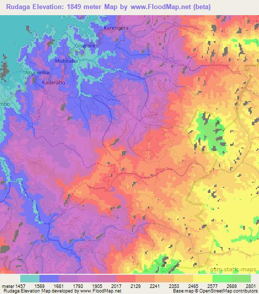 Rudaga,Rwanda Elevation Map