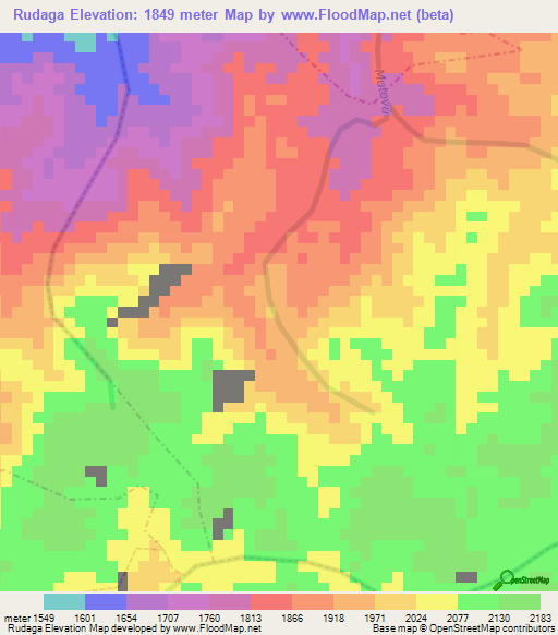 Rudaga,Rwanda Elevation Map