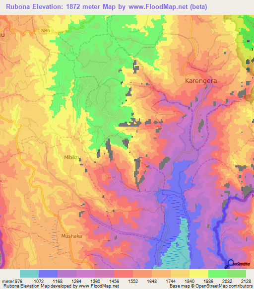 Rubona,Rwanda Elevation Map