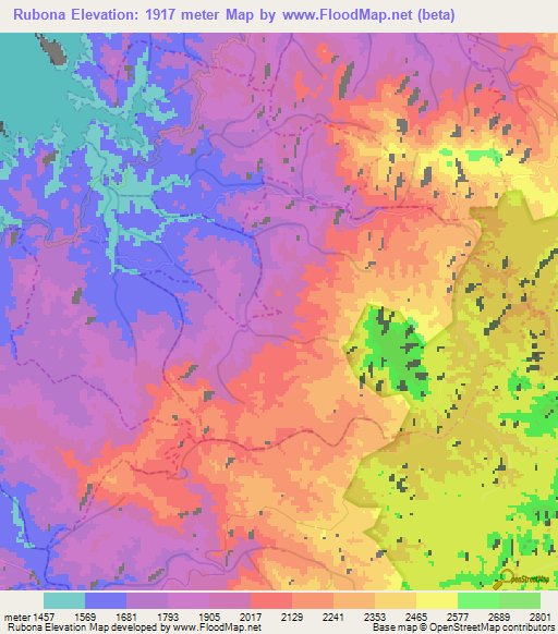 Rubona,Rwanda Elevation Map