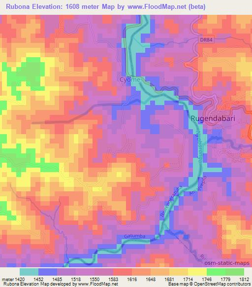 Rubona,Rwanda Elevation Map