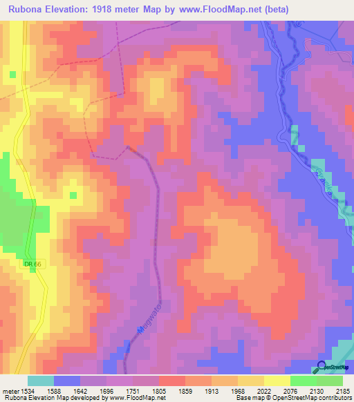Rubona,Rwanda Elevation Map