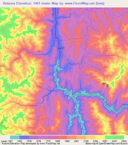 Rubona,Rwanda Elevation Map