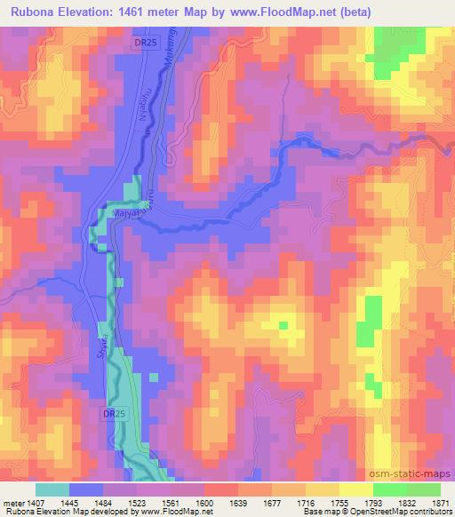 Rubona,Rwanda Elevation Map