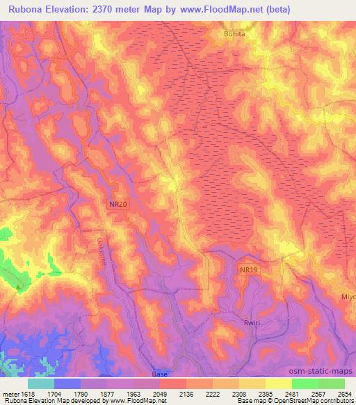 Rubona,Rwanda Elevation Map