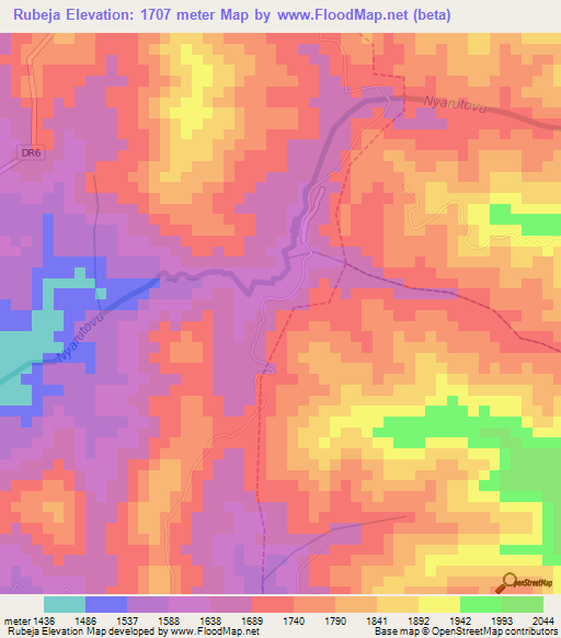 Rubeja,Rwanda Elevation Map