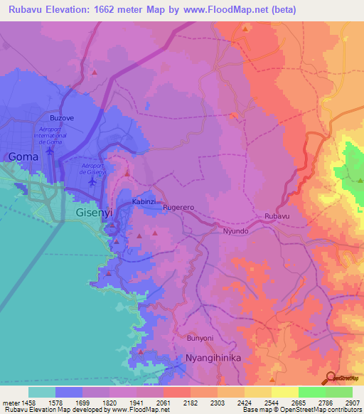 Rubavu,Rwanda Elevation Map