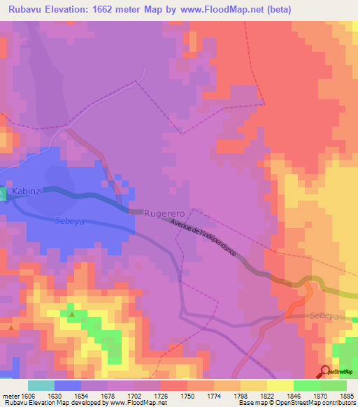 Rubavu,Rwanda Elevation Map