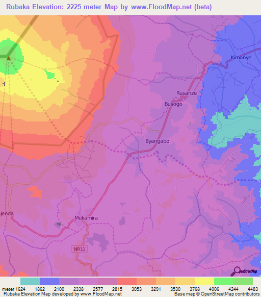 Rubaka,Rwanda Elevation Map