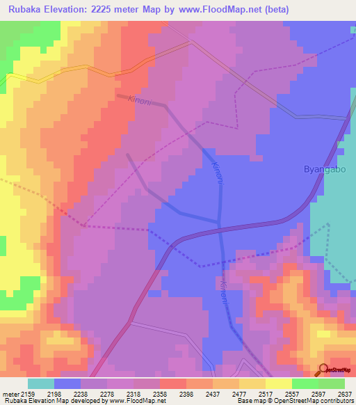 Rubaka,Rwanda Elevation Map