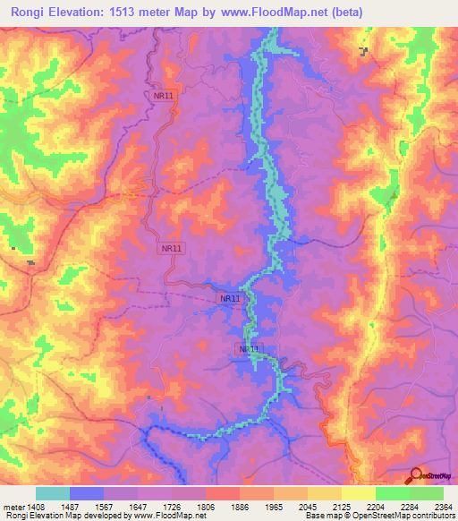Rongi,Rwanda Elevation Map