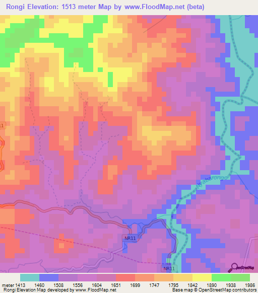 Rongi,Rwanda Elevation Map