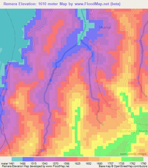 Remera,Rwanda Elevation Map