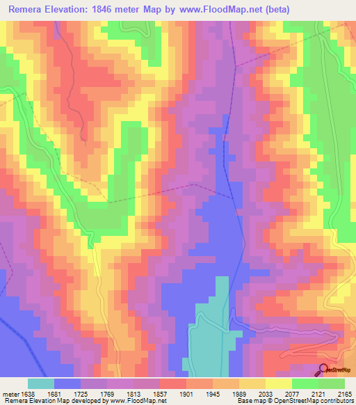 Remera,Rwanda Elevation Map