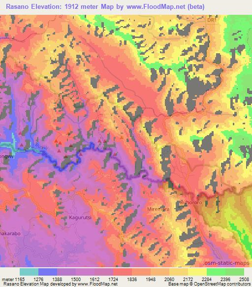 Rasano,Rwanda Elevation Map