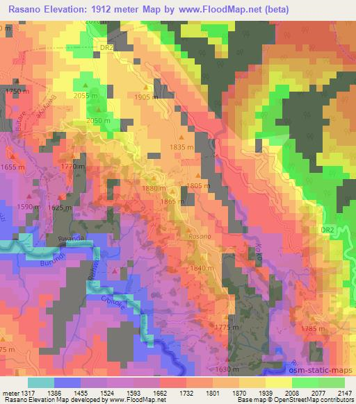 Rasano,Rwanda Elevation Map