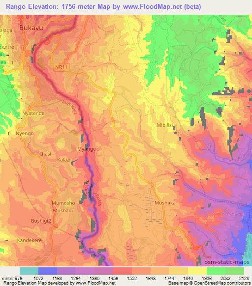 Rango,Rwanda Elevation Map