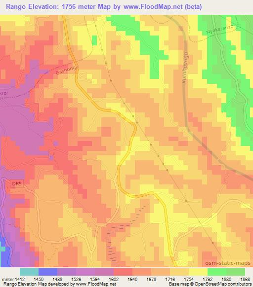 Rango,Rwanda Elevation Map