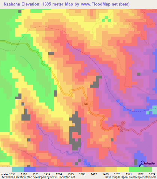 Nzahaha,Rwanda Elevation Map